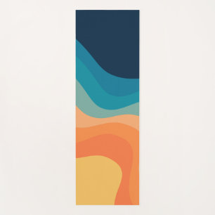 Retro style waves decoration yoga mat