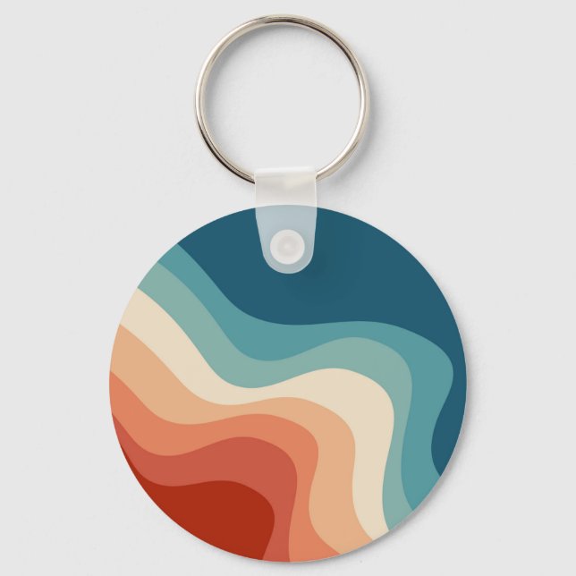 Retro style waves keychain (Front)