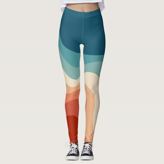 Retro style waves leggings (Front)
