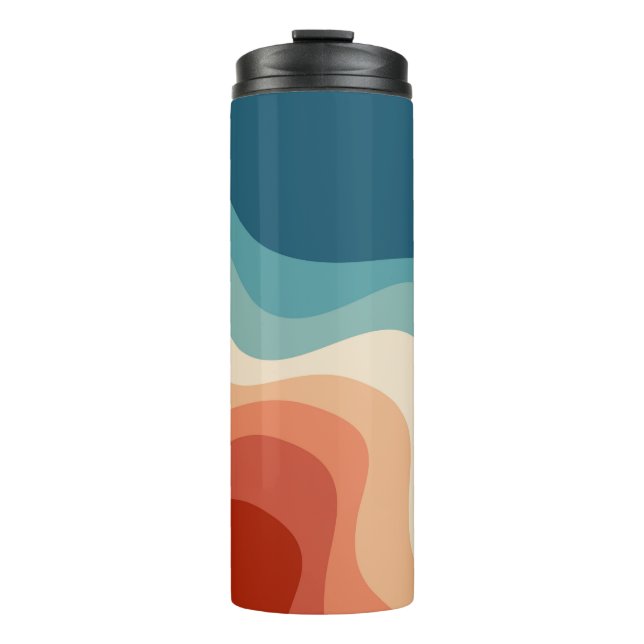 Retro style waves thermal tumbler (Front)