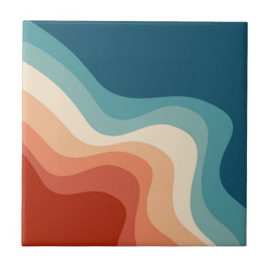 Retro style waves tile