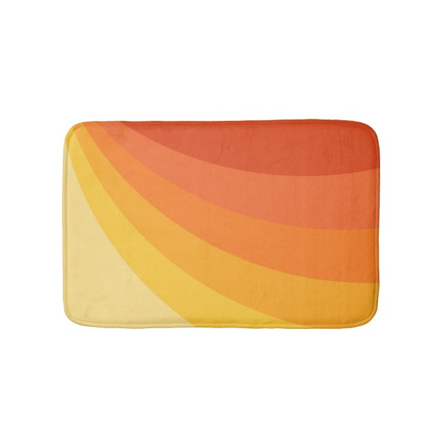 Retro style yellow and orange sun rays design bath mat (Front)