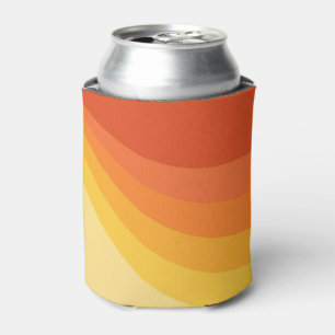 Retro style yellow and orange sun rays design can cooler