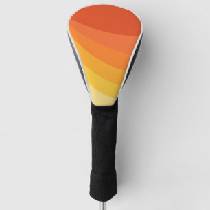 Retro style yellow and orange sun rays design golf head cover
