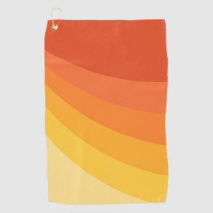 Retro style yellow and orange sun rays design golf towel