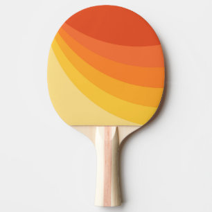 Retro style yellow and orange sun rays design ping pong paddle