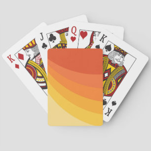 Retro style yellow and orange sun rays design playing cards