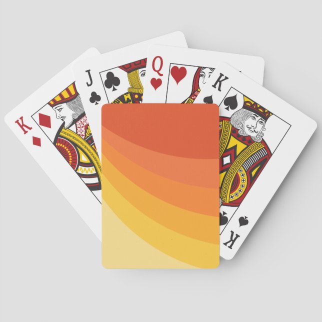 Retro style yellow and orange sun rays design playing cards (Back)