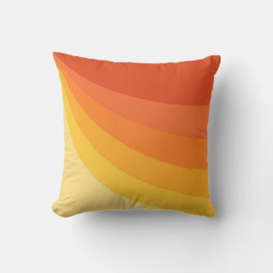 Retro style yellow and orange sun rays design throw pillow