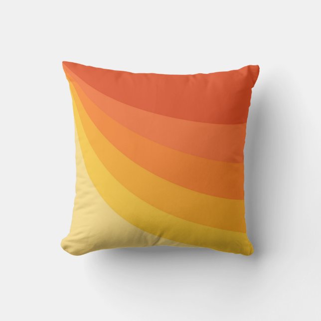 Retro style yellow and orange sun rays design throw pillow (Front)