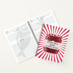 Retro Style Your Famous Canning Recipes Red Jar Notebook