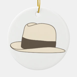 retro styled fedora hipster hat ceramic ornament
