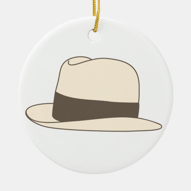 retro styled fedora hipster hat ceramic ornament (Front)
