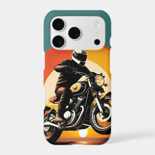 Retro Styled Motorcycle Rider in Scenic Sunset