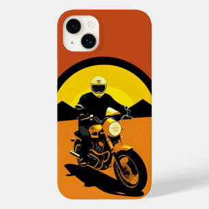 Retro Styled Motorcycle Rider in Scenic Sunset Case-Mate iPhone 14 Plus Case