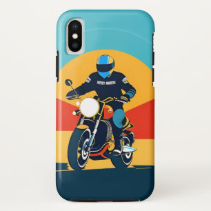 Retro Styled Motorcycle Rider in Scenic Sunset Case-Mate iPhone Case