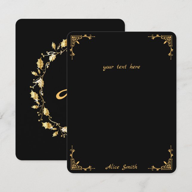 Retro Stylish Black Flat Note Card (Front/Back)