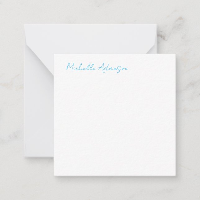 Retro Stylish Elegant Plain Sky Blue White Card (Front)