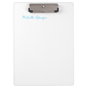 Retro Stylish Elegant Plain Sky Blue White Clipboard