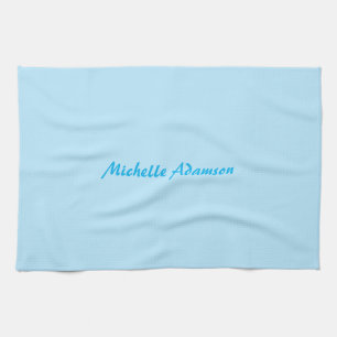 Retro Stylish Elegant Plain Sky Blue White Kitchen Towel