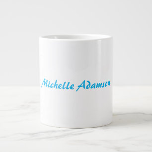 Retro Stylish Elegant Plain Sky Blue White Large Coffee Mug