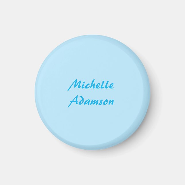 Retro Stylish Elegant Plain Sky Blue White Magnet (Front)