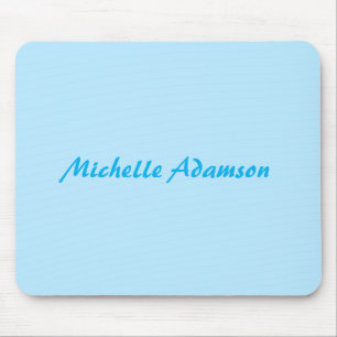 Retro Stylish Elegant Plain Sky Blue White Mouse Pad