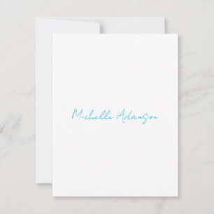 Retro Stylish Elegant Plain Sky Blue White RSVP Card
