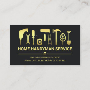 Retro Stylish Gold Handyman Tools Business Card