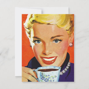 Retro Stylish Lady Coffee or Tea Social Invitation