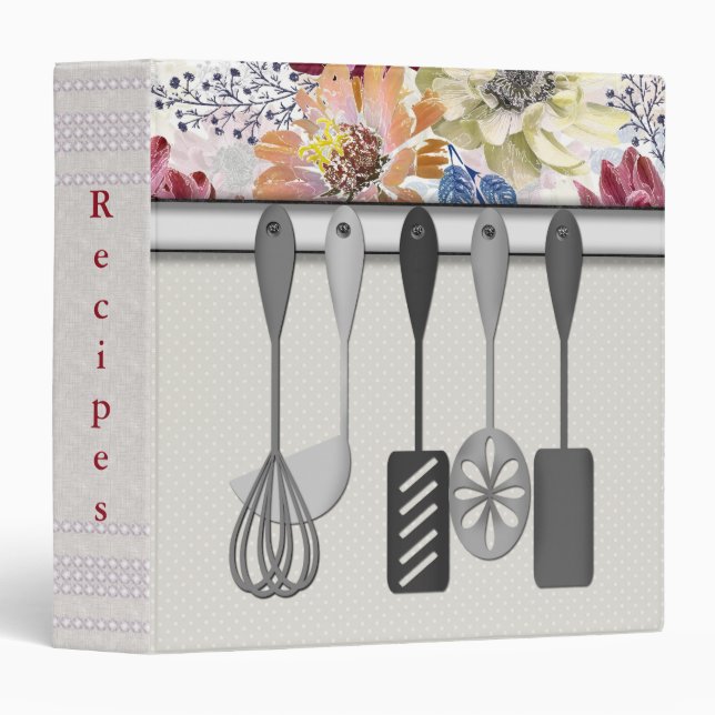 Retro stylish polka dot floral binder (Front/Spine)