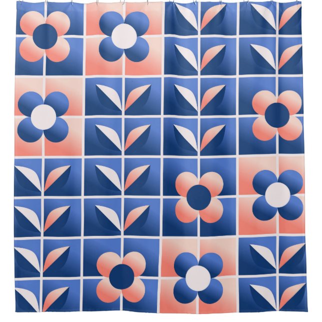 Retro stylized flowers: mosaic pattern. (Front)