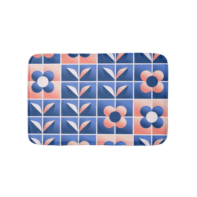 Retro stylized flowers: mosaic pattern. bath mat (Front)