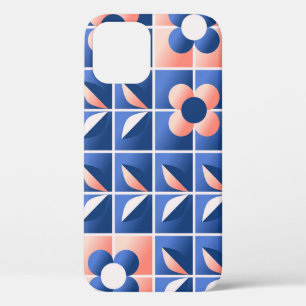 Retro stylized flowers: mosaic pattern. iPhone 12 case