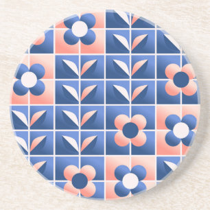 Retro stylized flowers: mosaic pattern. coaster