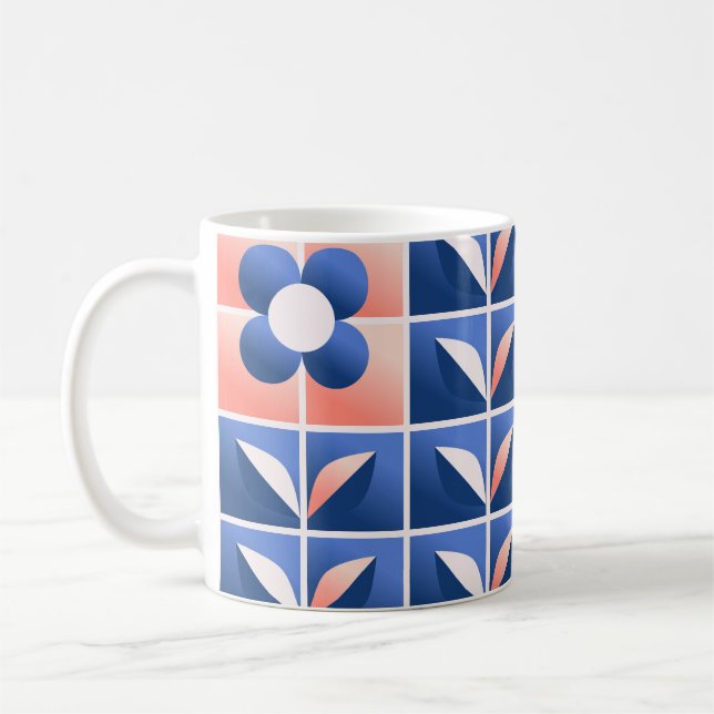 Retro stylized flowers: mosaic pattern. coffee mug (Left)