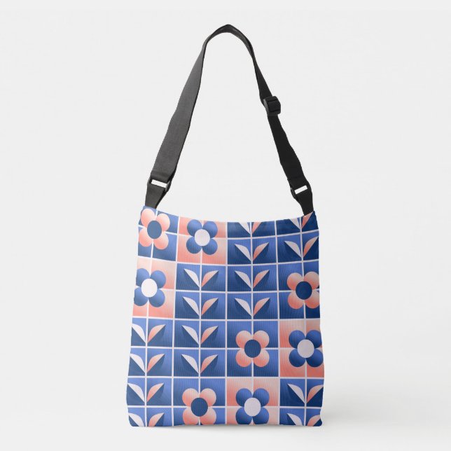 Retro stylized flowers: mosaic pattern. crossbody bag (Front)