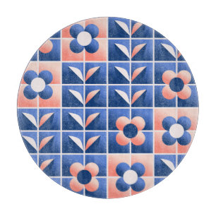 Retro stylized flowers: mosaic pattern. cutting board