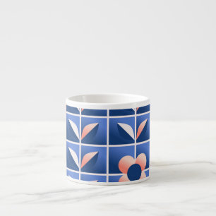 Retro stylized flowers: mosaic pattern. espresso cup
