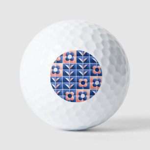Retro stylized flowers: mosaic pattern. golf balls