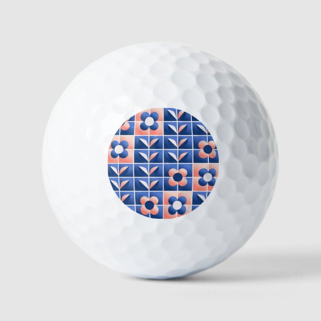 Retro stylized flowers: mosaic pattern. golf balls (Front)
