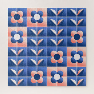 Retro stylized flowers: mosaic pattern. jigsaw puzzle