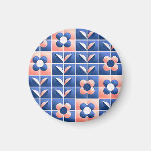 Retro stylized flowers: mosaic pattern. magnet
