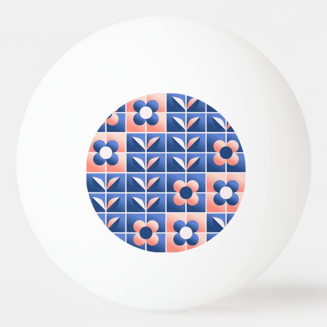 Retro stylized flowers: mosaic pattern. ping pong ball (Front)