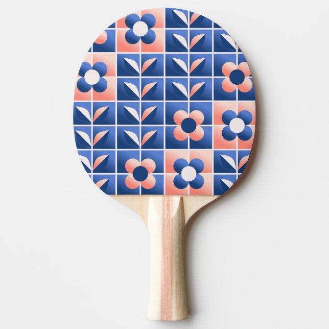 Retro stylized flowers: mosaic pattern. ping pong paddle (Front)