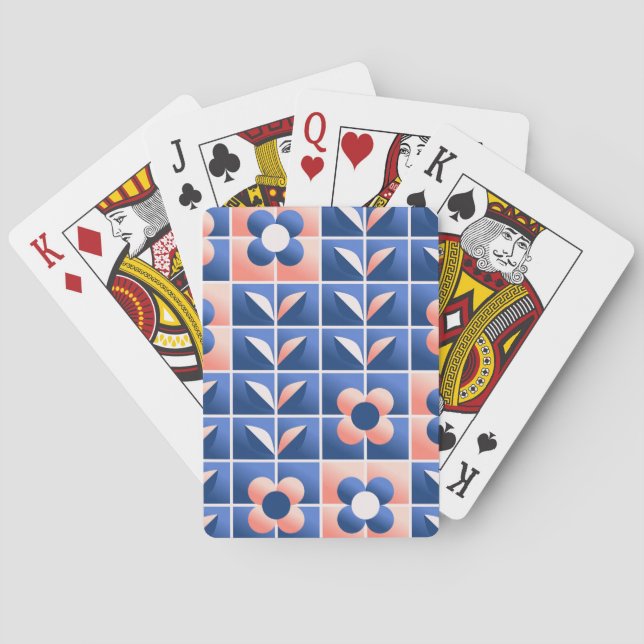 Retro stylized flowers: mosaic pattern. playing cards (Back)