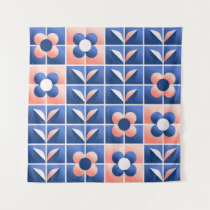 Retro stylized flowers: mosaic pattern. tapestry