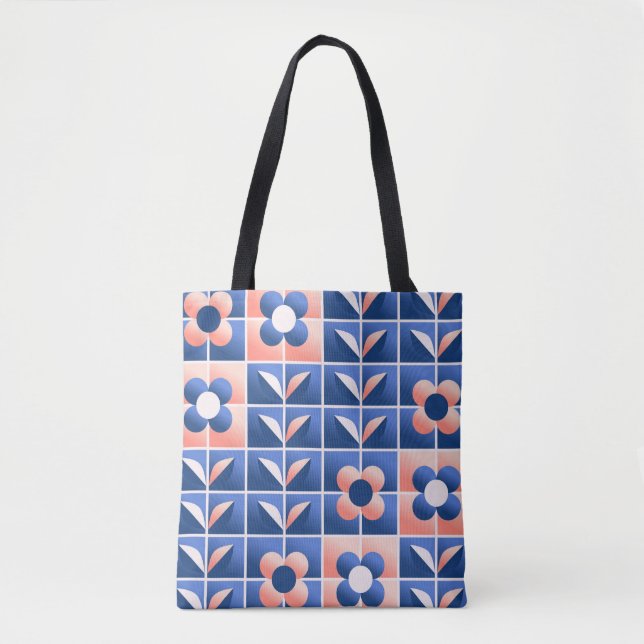 Retro stylized flowers: mosaic pattern. tote bag (Front)