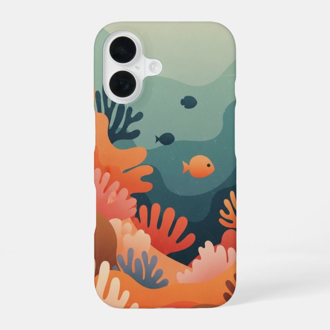 Retro Stylized Reef iPhone 16 Case (Back)