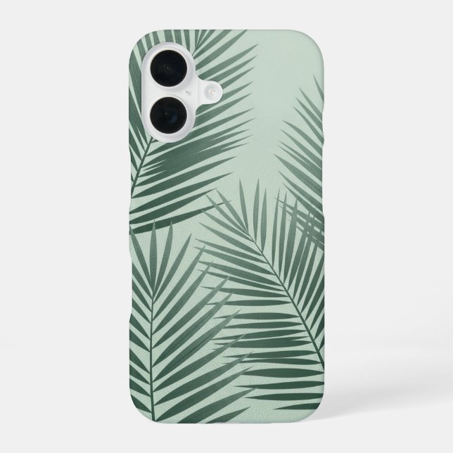 Retro Stylized Tropical Fronds iPhone 16 Case (Back)